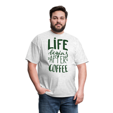 Cargar imagen en el visor de la galería, Life Begins After Coffee T-Shirt - light heather gray