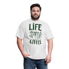 Cargar imagen en el visor de la galería, Life Begins After Coffee T-Shirt - white