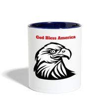 Load image into Gallery viewer, God Bless America Coffee Mug - white/cobalt blue
